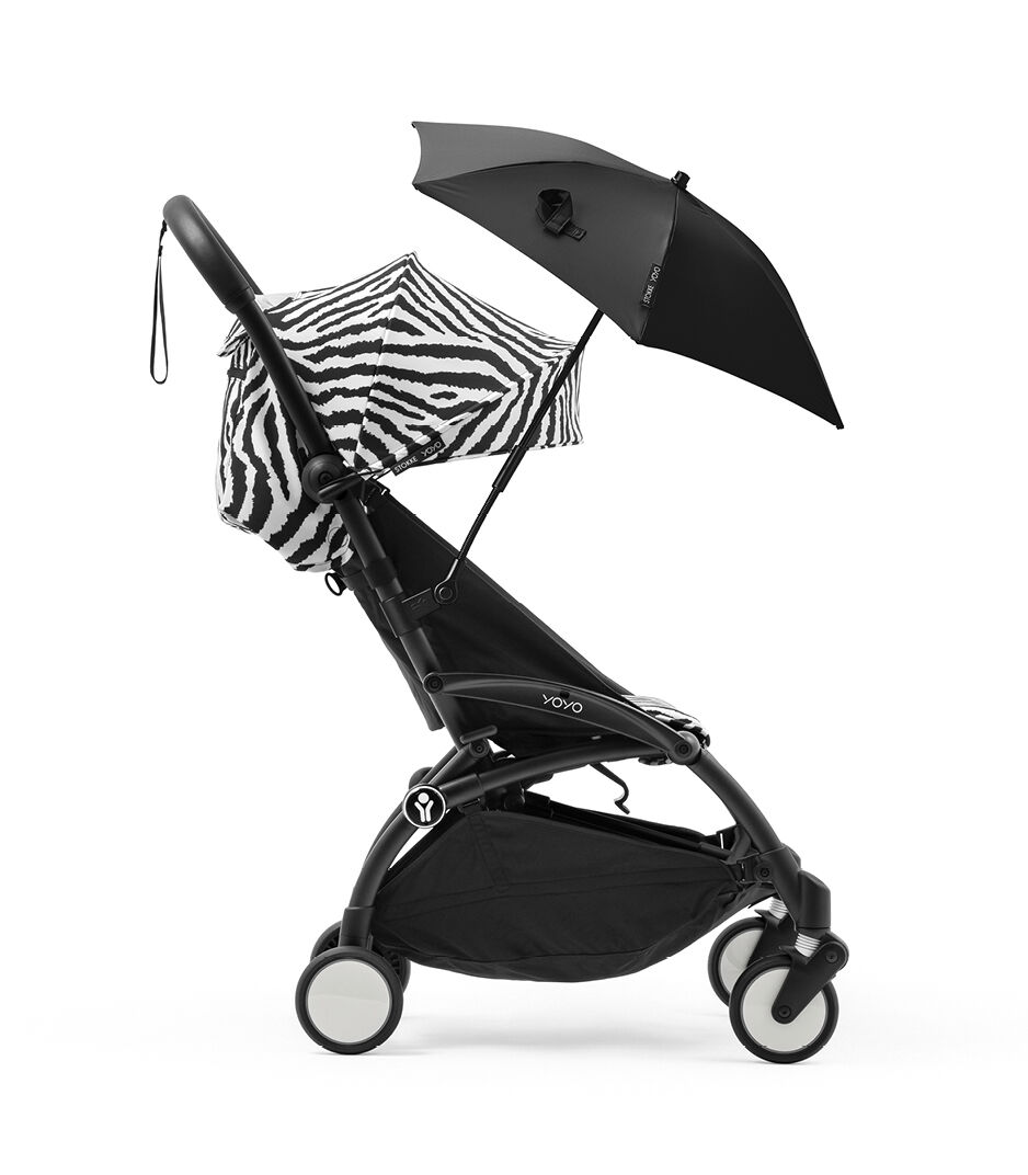 Stokke® YOYO® 6+ Zebra. Black frame. Parasol Black. Profile view. galery image 13